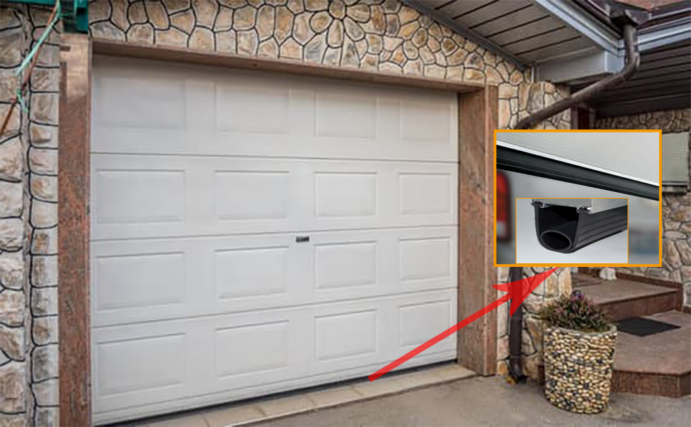 The Ins And Outs Of Weatherstripping For Your Garage Door 1 garage door with a close up image of weatherstripping
