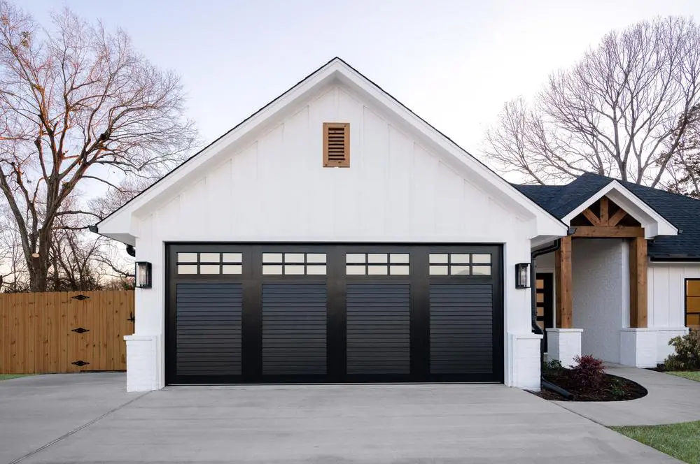 garage door with windows, black