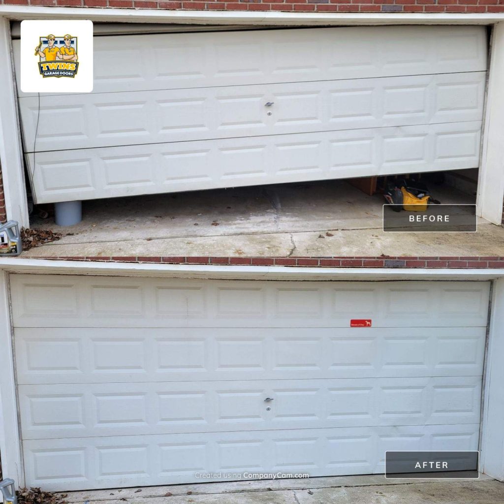How Do I Get My Garage Door Back on Track? 2 garage door off tack before and after