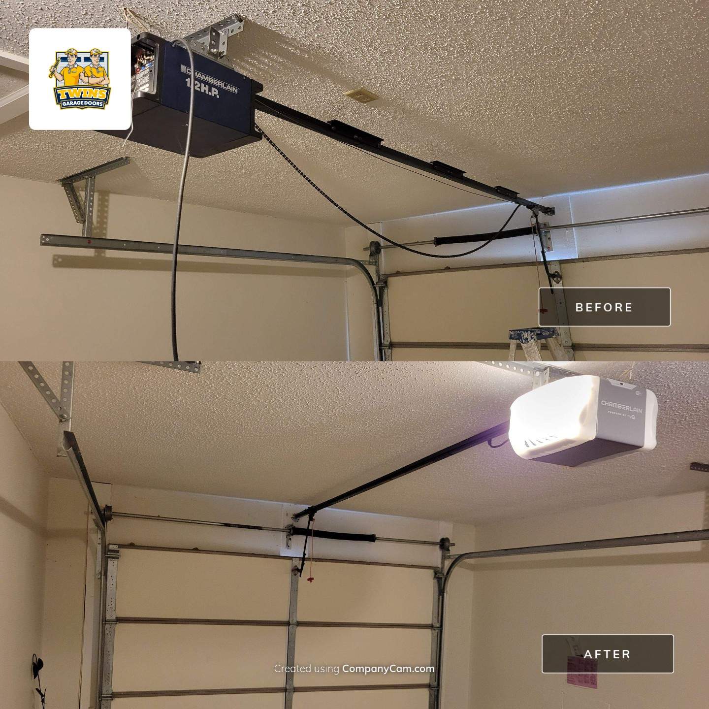 before and after garage door opener installation